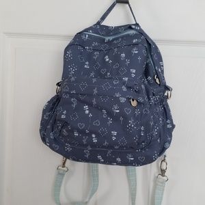 Backpack or Crossbody Bag Handmade Floral Blue New